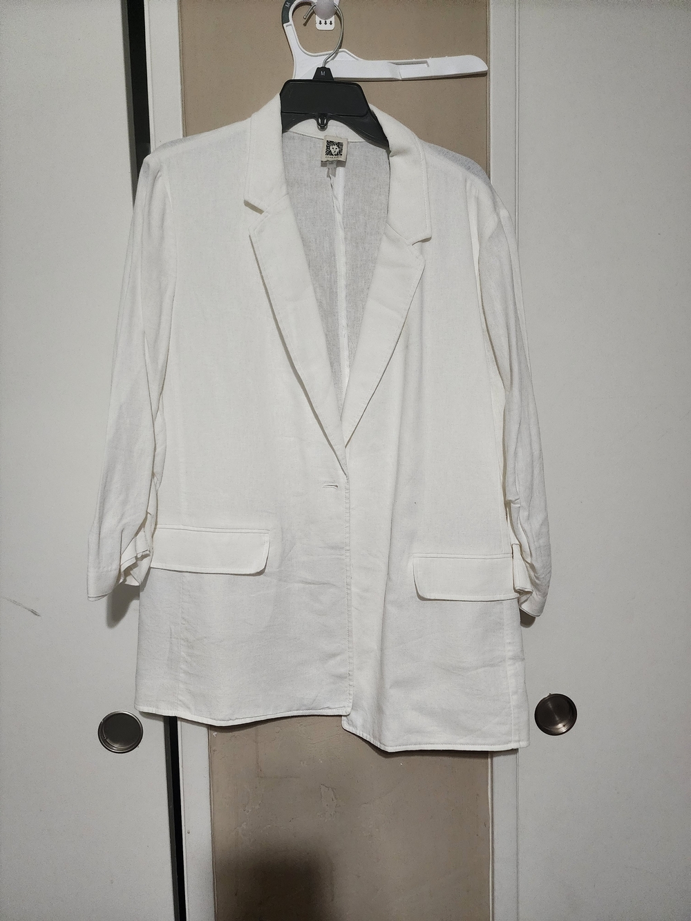 Anne Klein Off-White Relaxed Linen Blazer